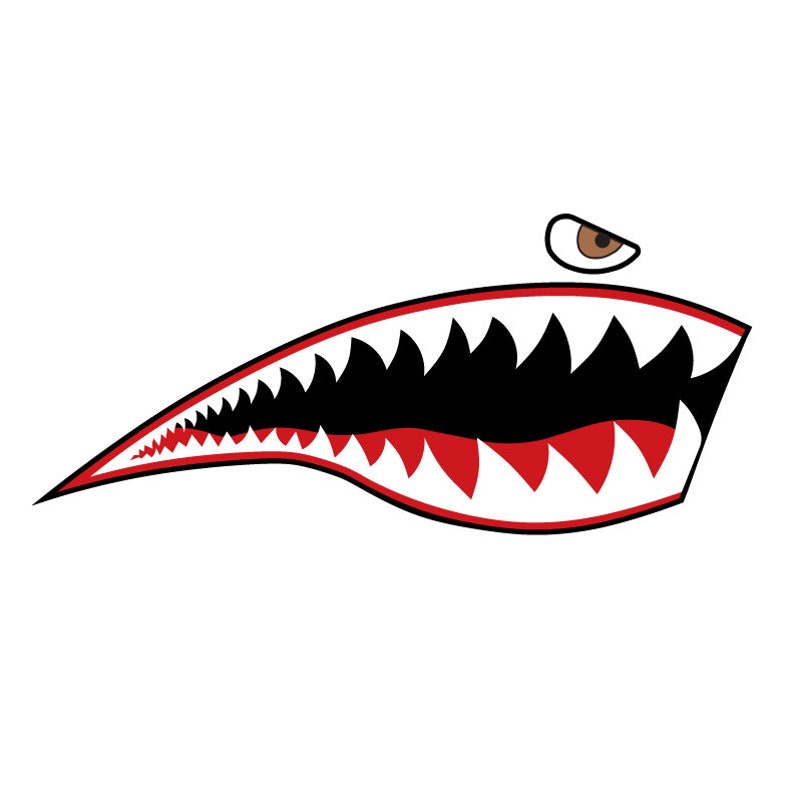 Flying Tigers Shark Mouth Decal P-40 Warhawk Warbird Nose Art Multiple Size High Quality Airplane Stickers image 2