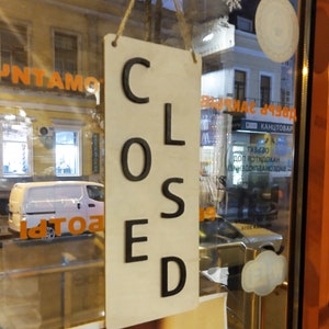 Open and Closed Sign Double-Sided Vintage Style Wooden vertical