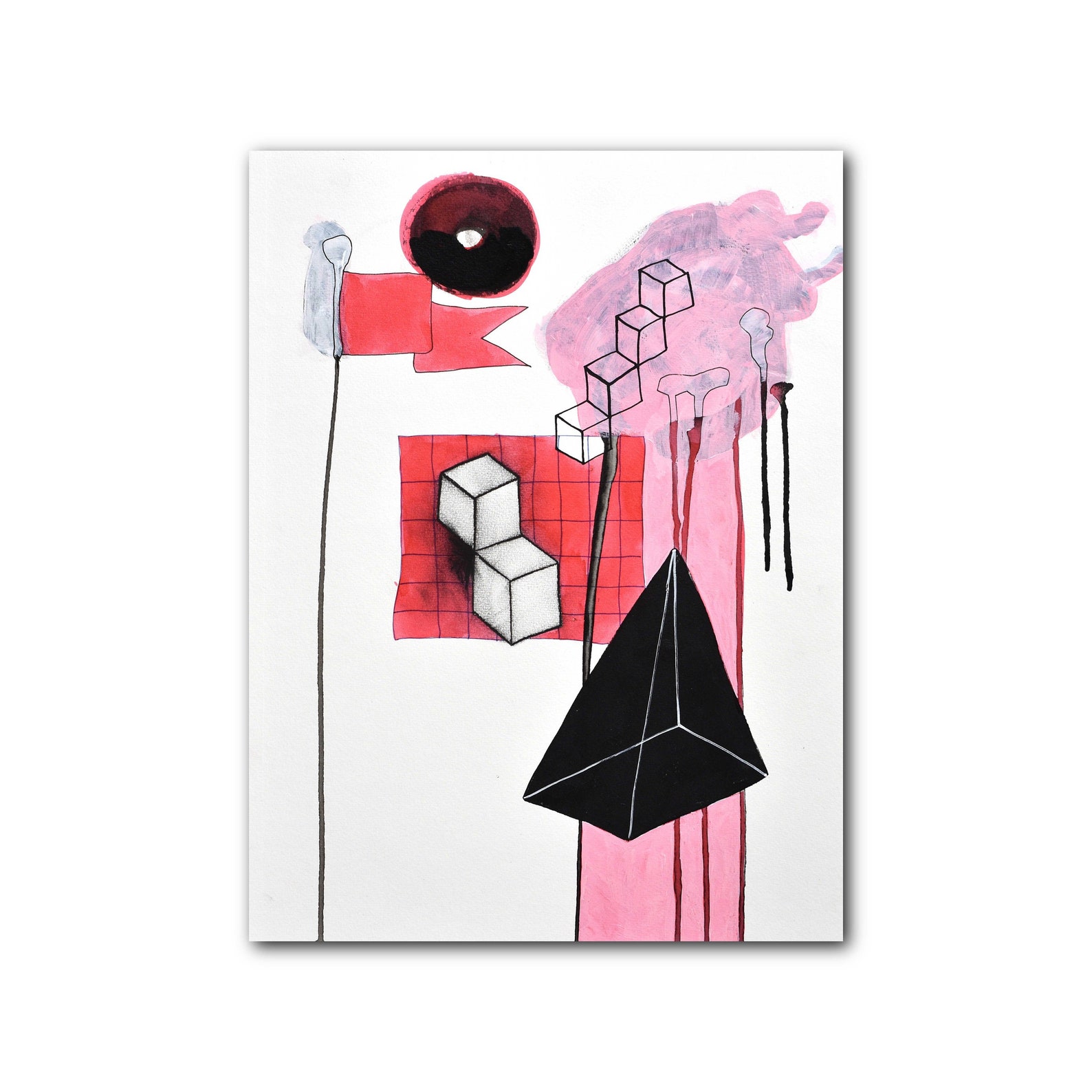 Original Abstract Artwork, Mixed Media on Artboard, Planting the Flag by Pat Broughton Art Etsy