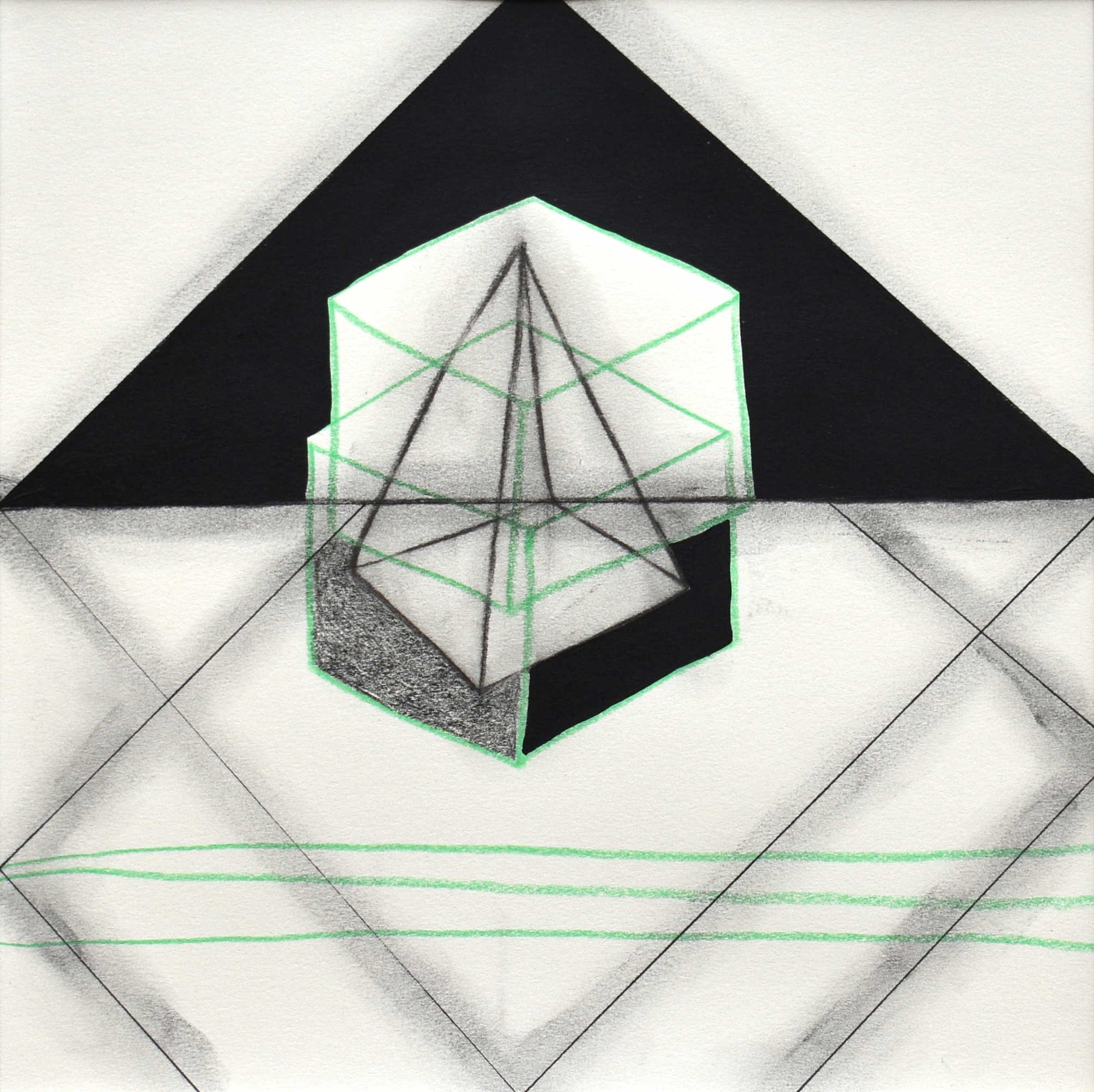Original Work on Paper, Abstract Geometric Drawing, Pyramid Scheme 34 ...