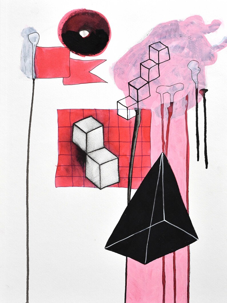 Original Abstract Artwork, Mixed Media on Artboard, Planting the Flag by Pat Broughton Art Etsy