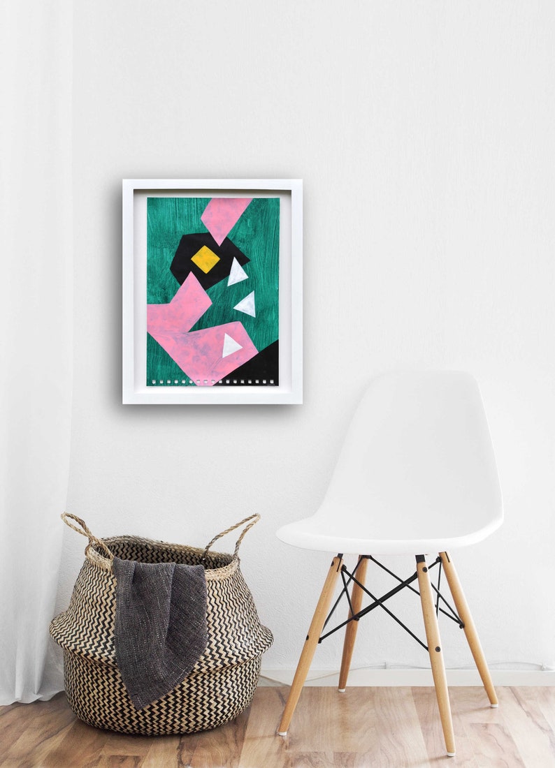 Original Painting on Paper, Colorful Abstract Geometric, Modern Home Decor, Outer Limits 5 by Pat Broughton Art image 6