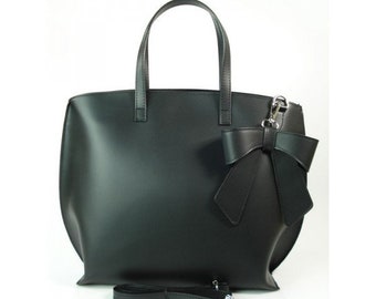 Beautiful Big Black Shopper Bag from Vera Pelle out of Genuine Italian Leather