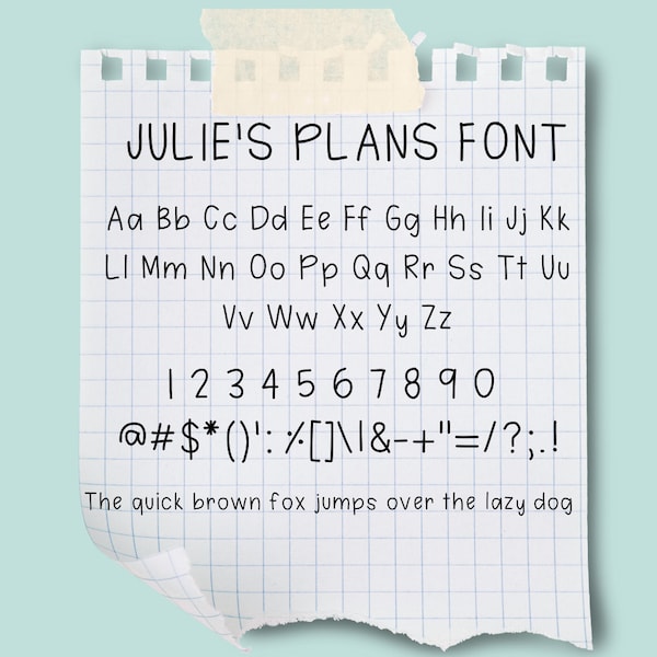 Julie's Plans Font- Instant Download | Handwritten Font