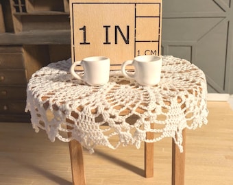 Miniature Ceramic Mug | Hand-Made for 1:12 Dollhouse | White Glaze