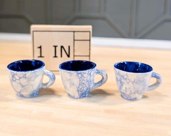One of a Kind | Bubble Glaze | Miniature Ceramic Mug | Hand-Made | Blue