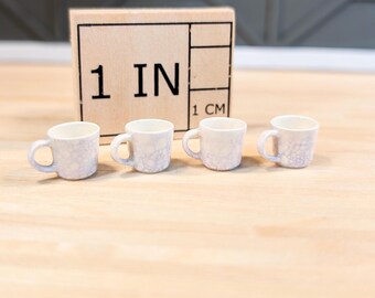 Miniature Ceramic Mug | Hand-Made for 1:12 Dollhouse | Light Blue Bubble Glaze