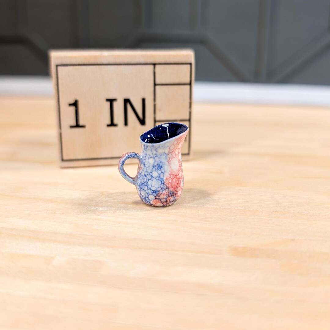 Pattern For Miniature Pitcher Miniature Ceramic Pitcher | Hand-made for 1:12 Dollhouse | Red & Blue ...