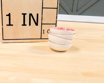 Miniature Ceramic Bowl | Hand-Made for 1:12 Dollhouse | Red Bubble Glaze