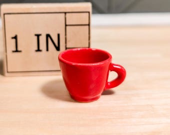One of a Kind | Miniature Ceramic Mug | Hand-Made | Red
