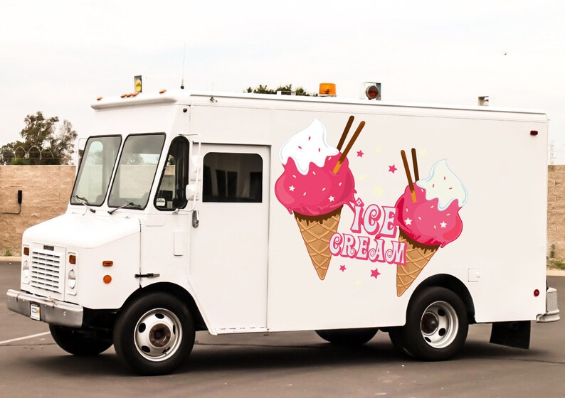 Business Logo Car Stickers Ice Cream Sticker Full Color Decals Ice Cream Truck Decals Decal For Truck Stickers for Cars Trucks RM1