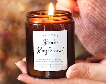 Book Boyfriend candle, fandom, bookish candle, fantasy, literary candle, gifts for readers, bookworms, book lover, cozy soy vegan candle
