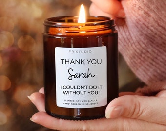 Personalised Thank You candle, Thank you Gift, Appreciation gift, Thank you friend, Grateful Gift, coworker, work mate, colleague, friend