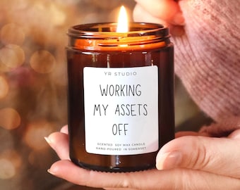 Funny Accountant Gift Candle, Accounting Graduate Gift, Asset Manager Gift, Assets Management, Working My Assets Off, Math Student gift