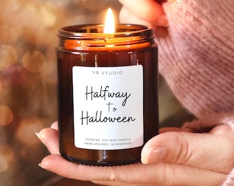 Halfway to Halloween candle, Summerween, pumpkin spice, fall decoration, Halloween candle, Autumn pumpkin decoration, Autumn candle,  PSL