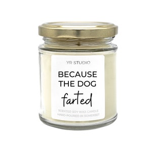 Dog fart candle gift, dog lover gift, funny gift for dog lover, animal lover gift, dog candle, pet candle, funny dog gift Clear jar 190ml