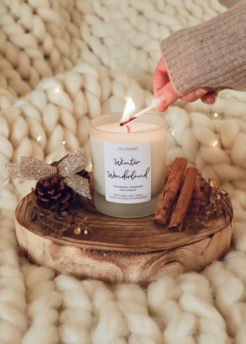 Winter Candle Christmas Candle Gift for Her Cinnamon - Etsy UK