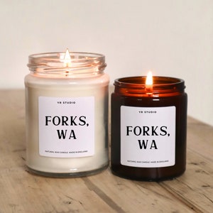 Forks Washington candle, Bookish Literary, Fandom Candles, Twilight, Book lover gifts for readers, Literary candle, fantasy, fiction