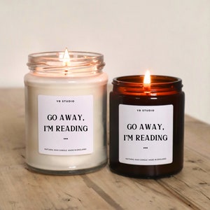 Book Candle, Go away, I&#39;m reading candle, Funny bookish gift, literary, Autumn candles, gifts for readers, nerd, fantasy, fandom book