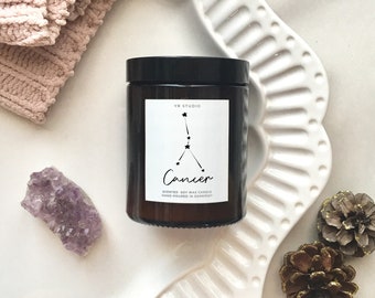 Cancer gift, candle gift, zodiac, witch candle, zodiac gift, constellation, Scandinavian decor, 20th, 21st, 30th, 40th, 50th birthday gift