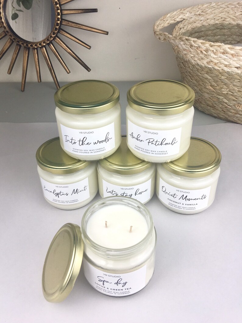 Unscented soy candle in apothecary jar pure natural soy Etsy