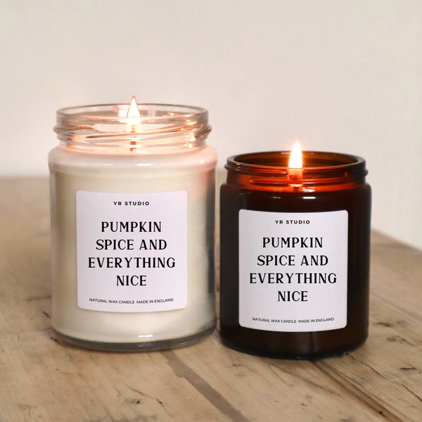 Pumpkin Spice candle, Autumn, Halloween, Pumpkin Spice and Everything Nice, Cosy Candle, Autumn decor, Autumn Lover gift, Hygge candle gift