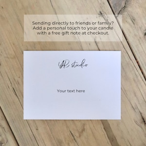 May include: White card with the text "YR studio" and "Your text here" printed in black ink.