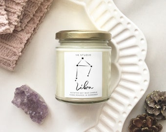 Libra candle gift, zodiac candle, witch candle, zodiac gift, constellation, Scandinavian decor, 20th, 21st, 30th, 40th, 50th birthday gift