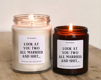 Wedding gift for the couple, all married and shit candle, just married gift, unique, funny wedding gift, congratulations on your wedding