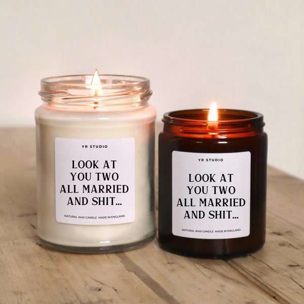 Wedding gift for the couple, all married and shit candle, just married gift, unique, funny wedding gift, congratulations on your wedding