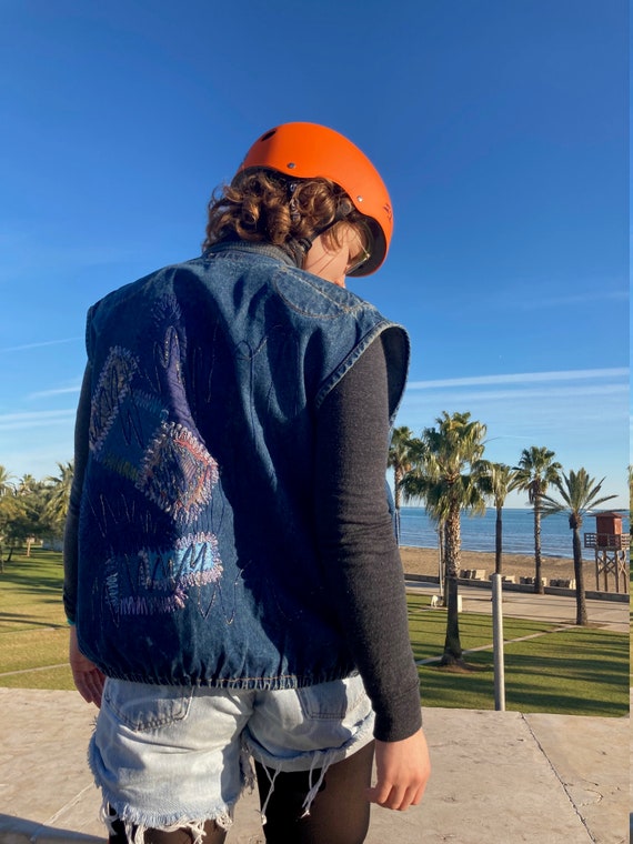 Vintage Denim Vest, Denim Waistcoat, 80s Denim Ves
