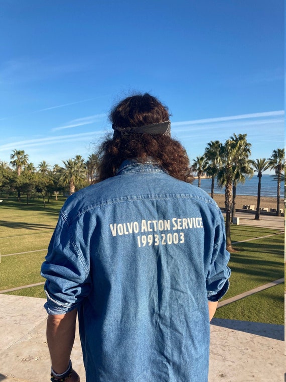Vintage Denim Shirt, Volvo Shirt, Work Shirt, Deni