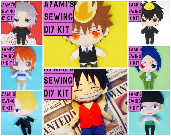 English Felt Anime Plushie Doll Diy Sewing Kit Pattern Image 0