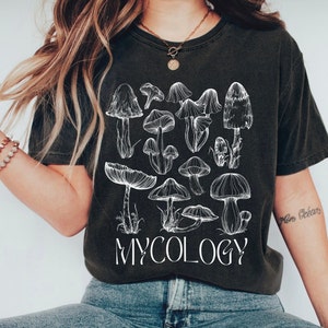 T-shirt micologica, T-shirt scientifica con funghi, T-shirt funghi, T-shirt carina Cottagecore