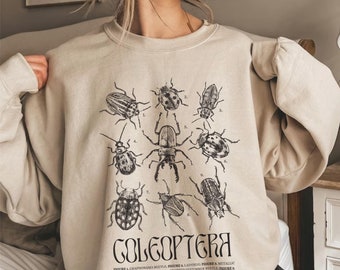 Unisex Beetle crewneck sweatshirt, Coleoptera crewneck, boho sweatshirt, cottagecore sweater, Insect display gift