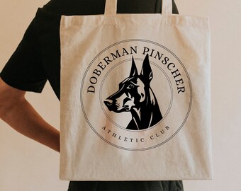 Doberman Pinscher Tote Bag, Cute dog tote, Dog toy bag, Dog park tote bag, Doberman accessories