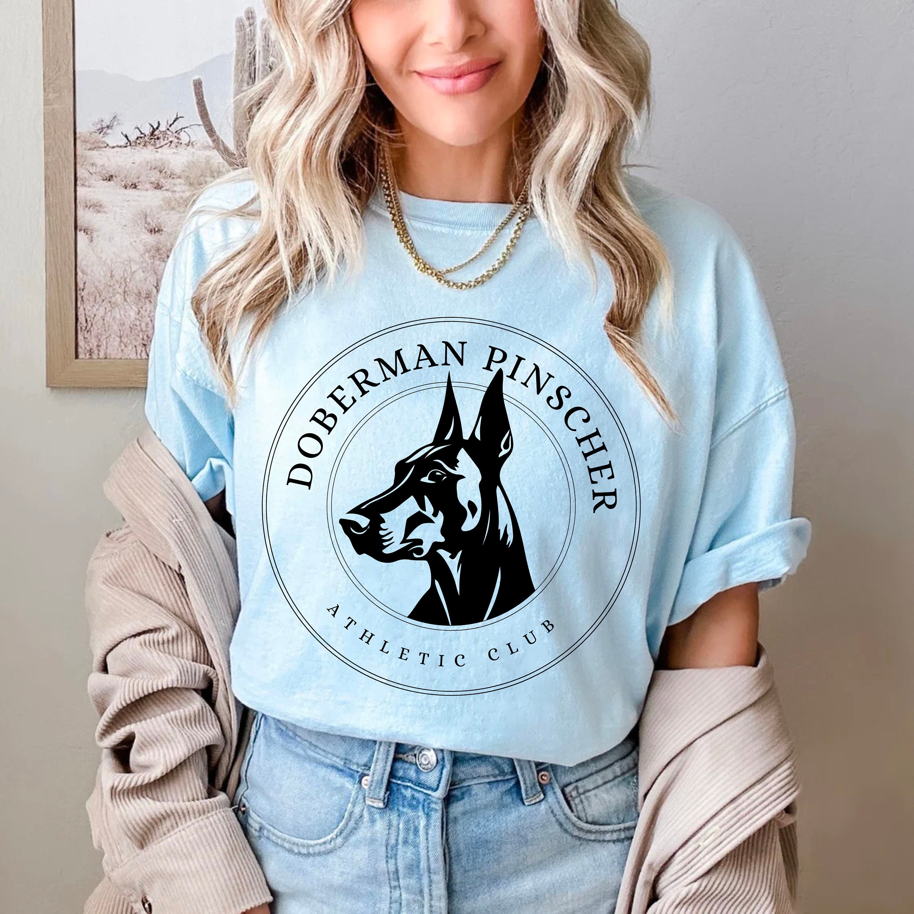 Doberman Pinscher T-shirt, Cute Dog Tshirt, Athletic Club T-shirt, Dog T-shirt