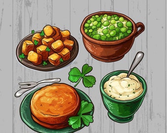 Irish Food St Patricks Day Clipart PDF PNG Commercial And Personal Use, Digital Download for DIY, Design, and Crafts