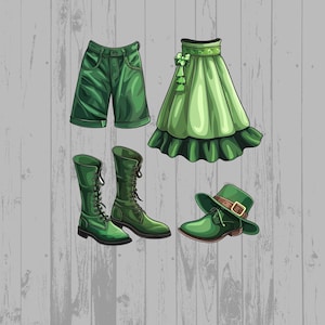 Irish Outfit St Patricks Day Clipart PDF PNG Commercial And Personal Use, Digital Download for DIY, Design, and Crafts