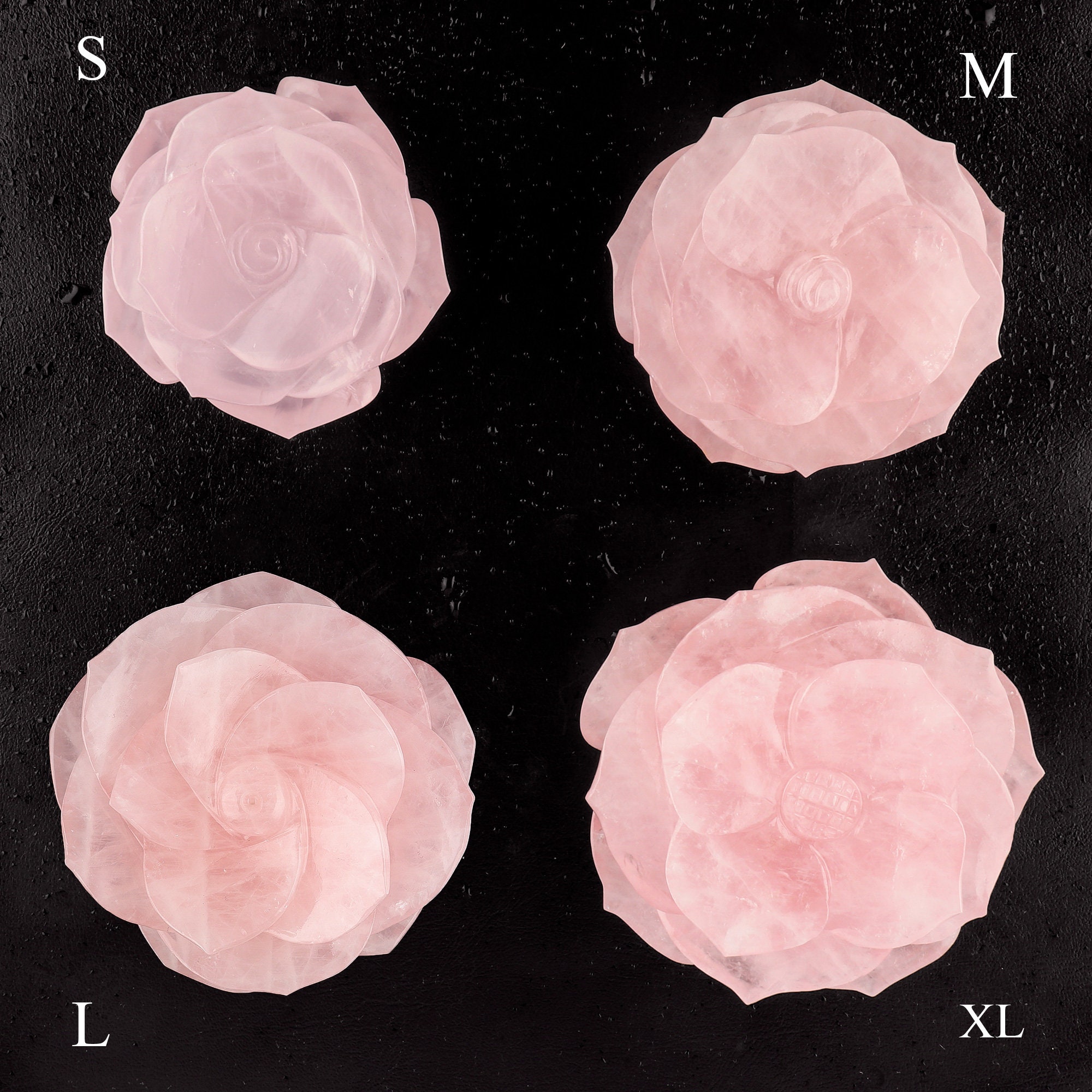 Natural Rose Quartz Hand Carved Flower Centerpiece Rose Etsy