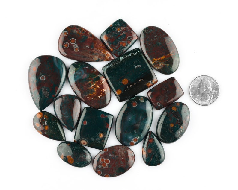 Metaphysical Wholesale Lot Palm Stone Natural Blood Stone Cabochon Lot for Wire wrapping March Birthstone African Bloodstone