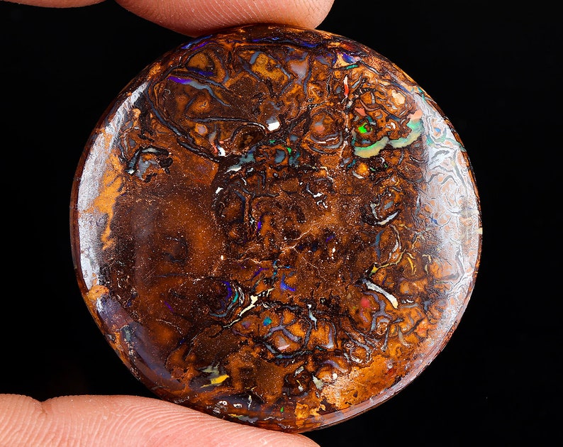 Natural Gemstone Cabochon 115 Cts Australian Boulder Bolder Opal Cabochon Gemstone Lightning Ridge Koroit Opal Size Approx 43 mm
