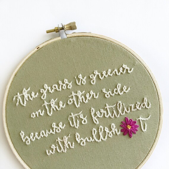 Grass Is Greener Hoop Etsy