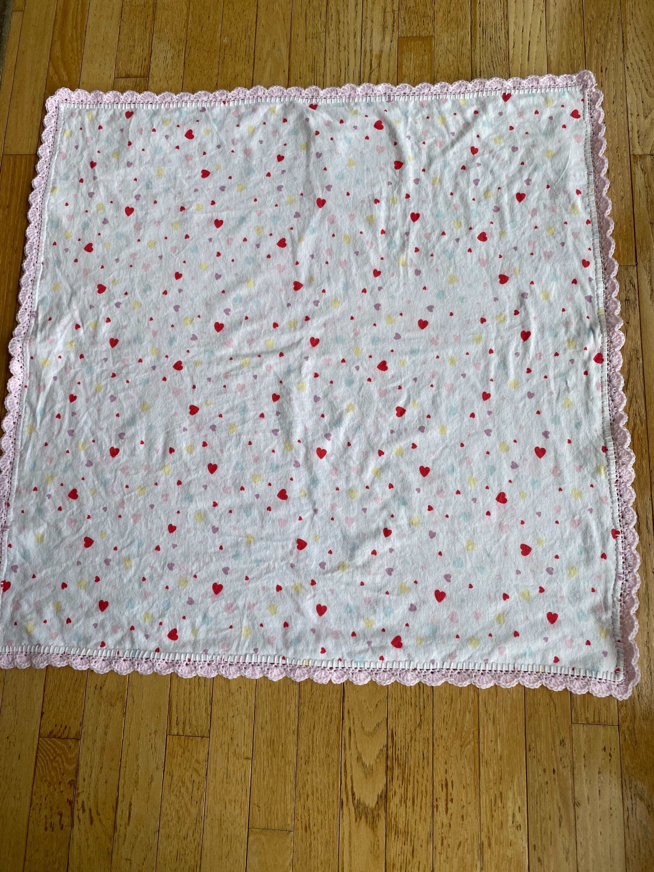 Flannel Receiving Blanket With Crochet Edge, Flannel Receiving Blanket