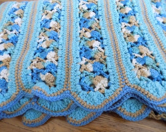 Blue Striped  Afghan
