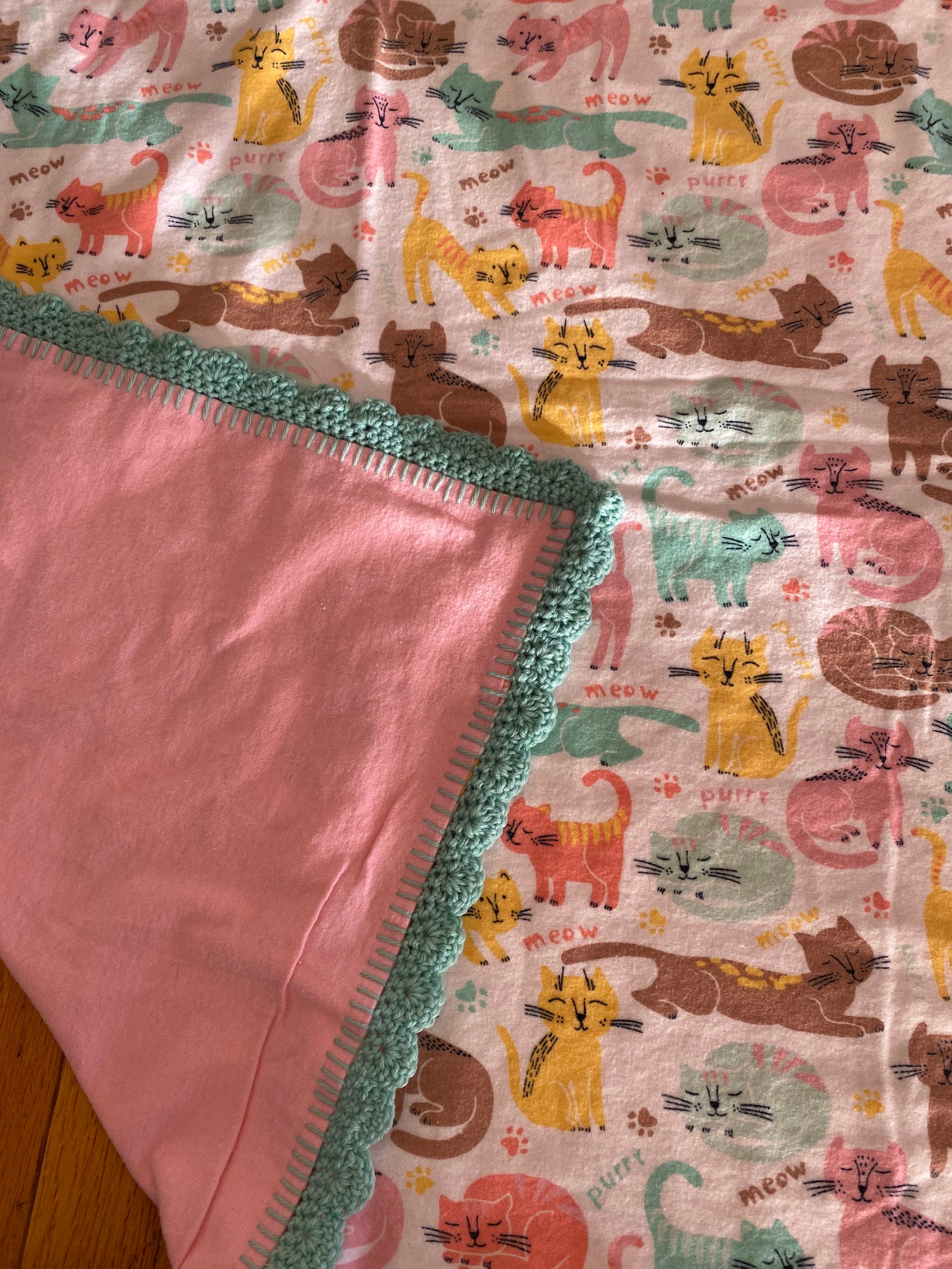 Flannel Receiving Blanket With Crochet Edge, Flannel Receiving Blanket