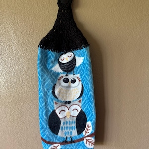 Crochet Kitchen Towel, Crochet Owl Kitchen Towel, Crochet Owl Hanging Towel, Crochet Beige Owl Kitchen Towel, Hanging Kitchen Towel,