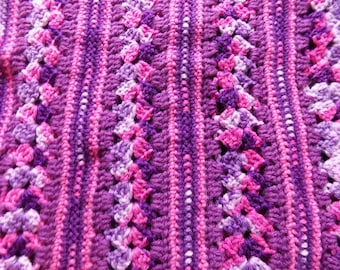 Striped Crochet Afghan: Pink & Purple Mile a Minute Throw
