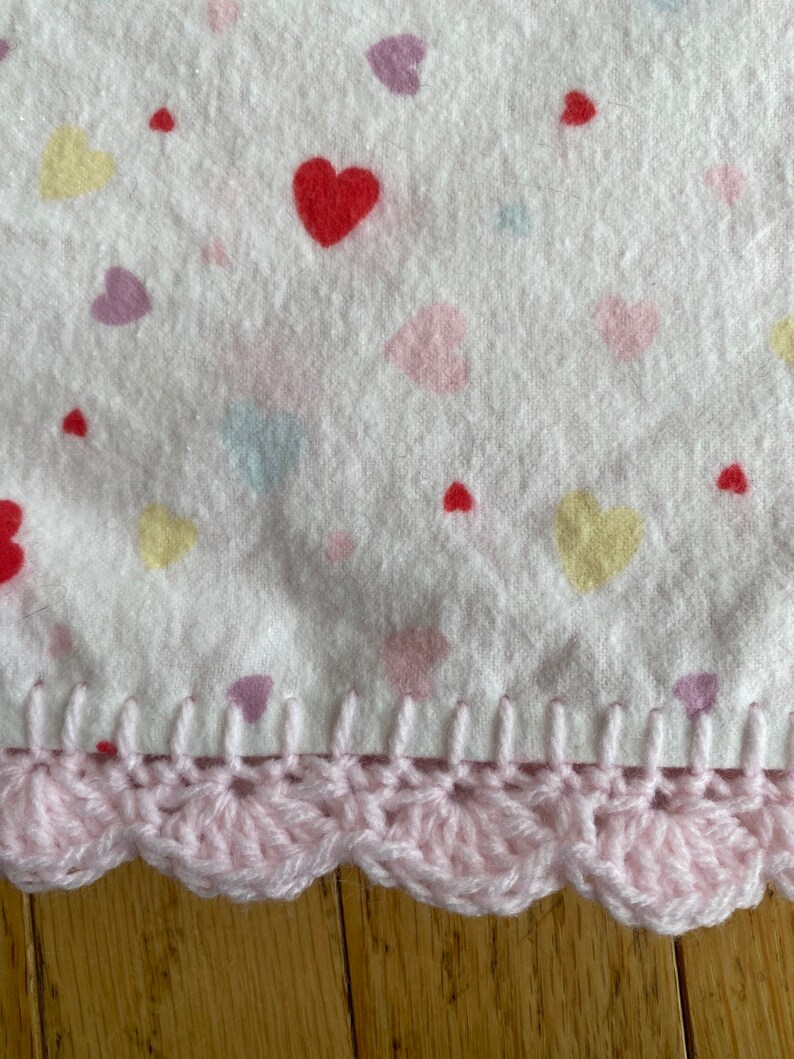 Flannel Receiving Blanket With Crochet Edge, Flannel Receiving Blanket