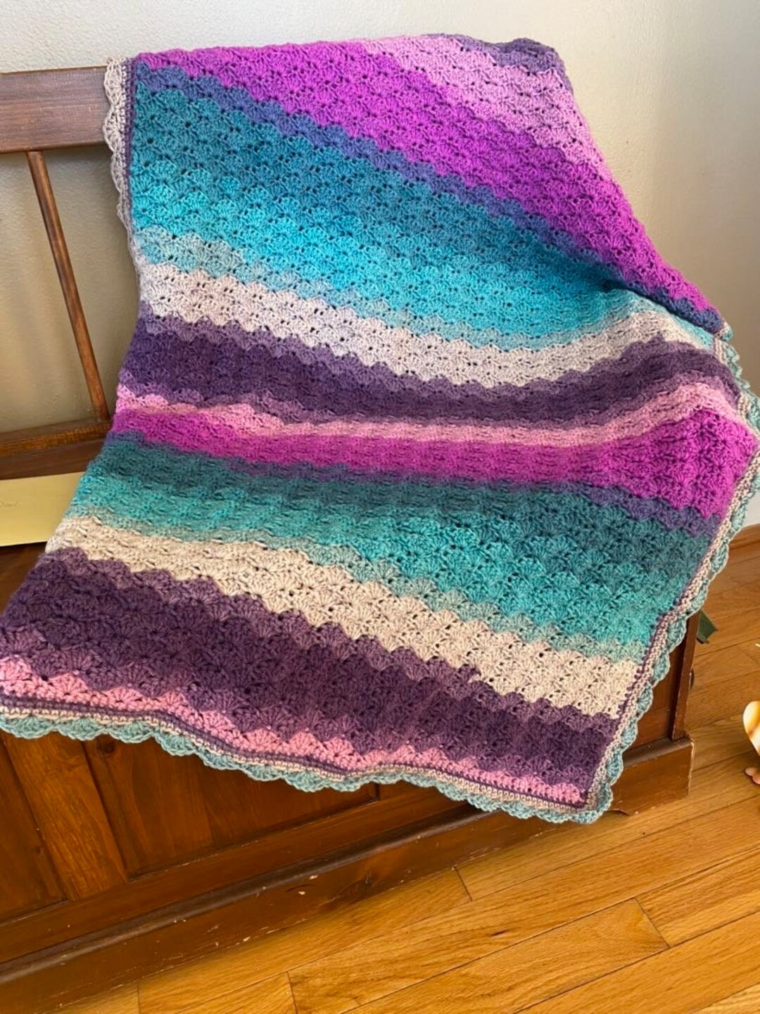 Crochet Baby Blanket, Purple, Pink Baby Blanket, Crochet Baby Afghan